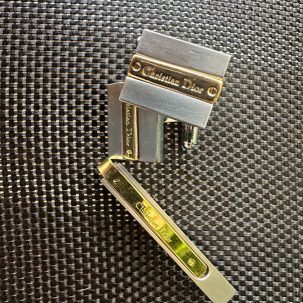 Dior Gold and Silver Cuff Links Elegant Accessories